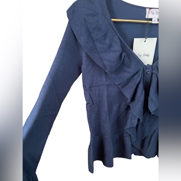 NWT Cry Baby Selena Button Down Sweater Ruffle Cardigan XS - Picture 5 of 7